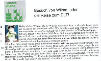 (Bild: BondueL Ausgabe 2/2016, Bund der LJ Württemberg-Hohenzollern) Wilma zu Besuch bei den WüHos!