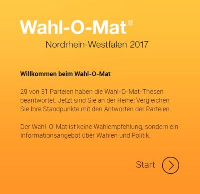 (Bild: Screenshot) Wahl-O-Mat zur Landtagswahl in NRW