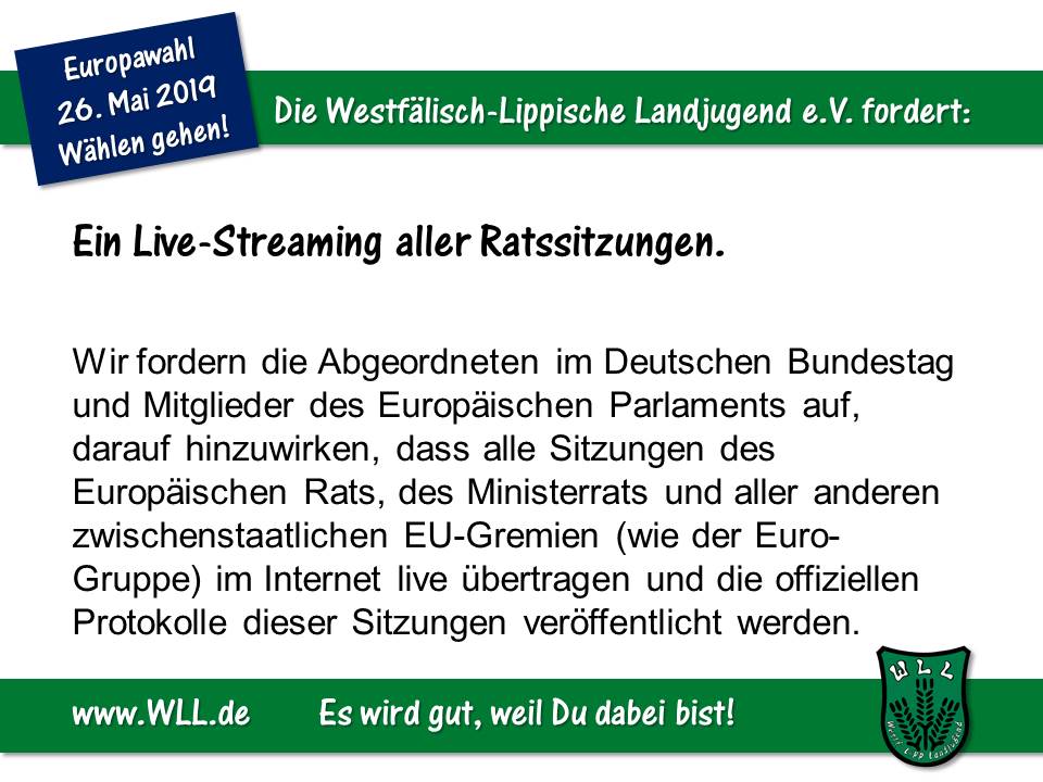 (Bild: WLL) WLL-Wahlforderung - Live-Streaming aller Ratssitzungen