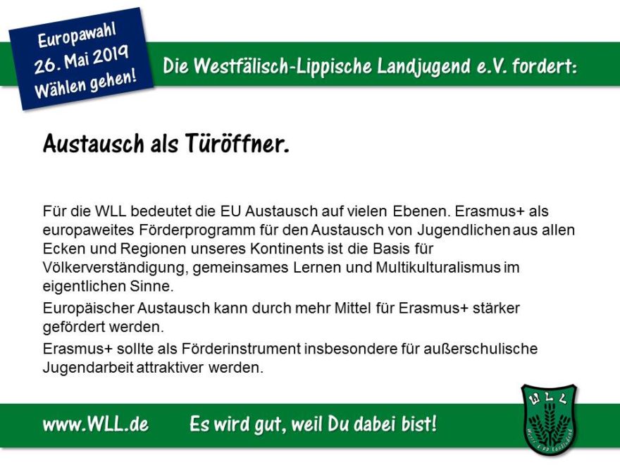 (Bild: WLL) WLL-Wahlforderung - Austausch als Türöffner