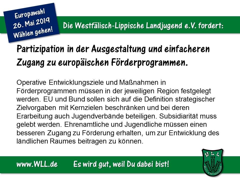 (Bild: WLL) WLL-Wahlforderung - Europäische Förderprogramme