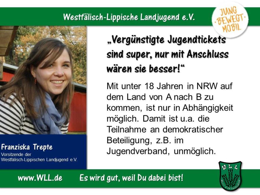 (Bild: WLL) Anschluss bitte! Jugendgerechter Ausbau des ÖPNV in NRW!