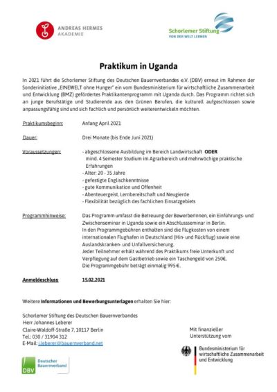 Praktikum in Uganda 2021